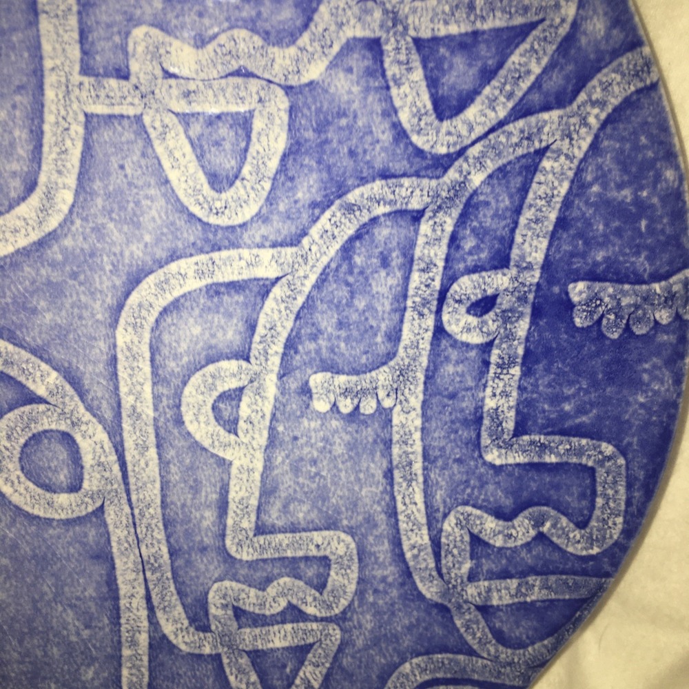 Viva by‎ Vietri Moda Blue Faces Round Platter 12"